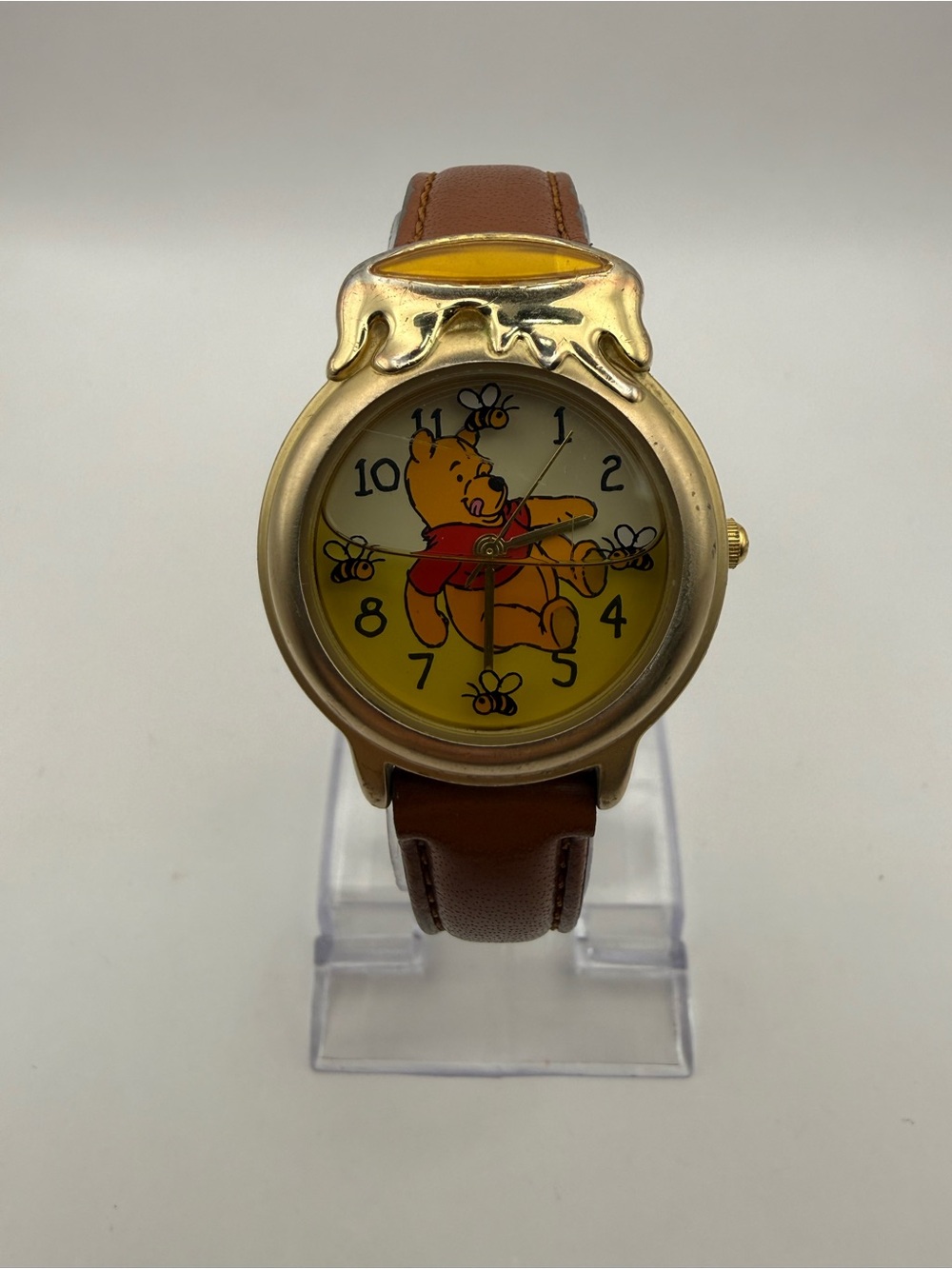 Vintage Winnie the Pooh Honey Watch | Disney Brown Band (New Battery)